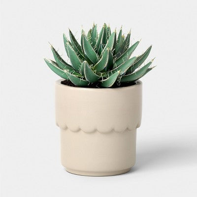 Mała ceramiczna donica kremowa, szkliwiona